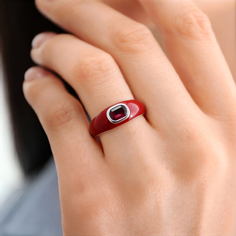 Anello in argento con Rodolite Lampone