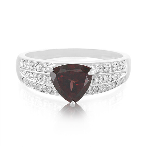 Red Zircon Silver Ring