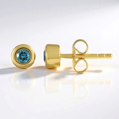Boucles d'oreilles en argent et Diamant bleu I2
