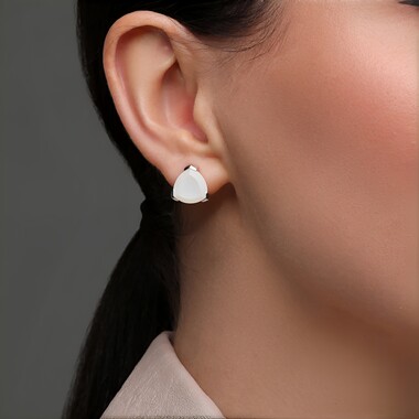 Boucles d'oreilles en argent et Pierre de Lune blanche