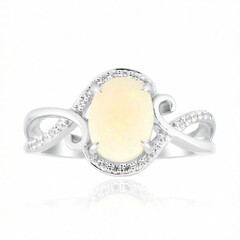 Brasilianischer Weißer Opal-Goldring