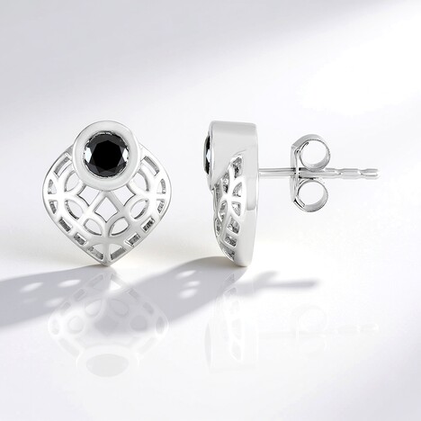 Orecchini in argento con Diamante Nero (Ornaments by de Melo)