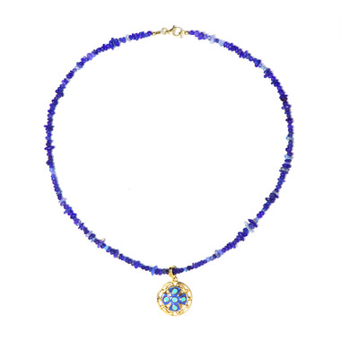 Äthiopischer Blauer Opal-Silberhalskette (Riya)