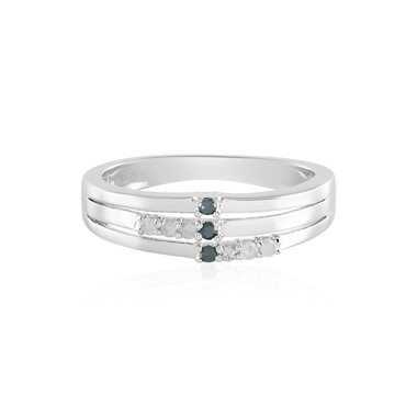 Blauer I3 Diamant-Silberring
