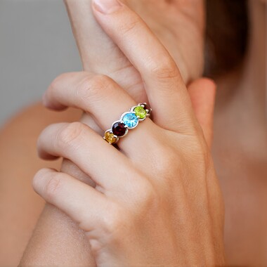 Bague en argent et Topaze bleu Suisse