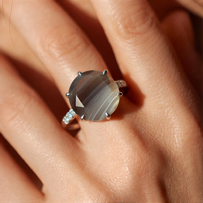 Botswana Agate Silver Ring
