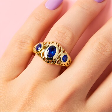 AAA-Tansanit-Goldring (Ornaments by de Melo)