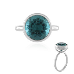 Bague en argent et Fluorite bleu pétrole
