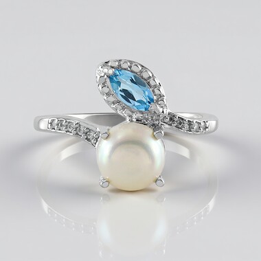 Bague en argent et Perle blanche de culture d'eau douce