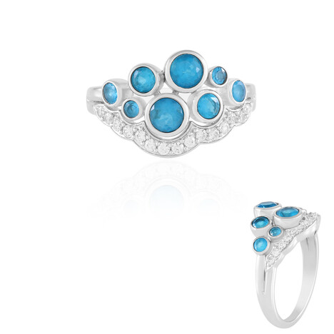 Anello in argento con Apatite Blu Neon