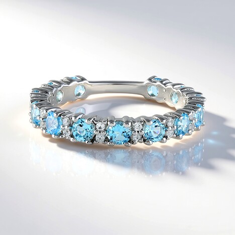 Anello in argento con Topazio Blu Svizzero