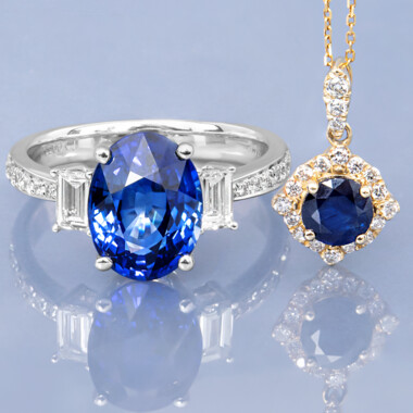 Collana in oro con Zaffiro Ceylon Blu