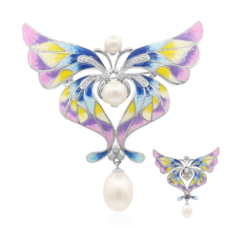 Süßwasserzuchtperlen-Silberbrosche