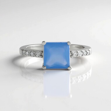 Bague en argent et Calcédoine bleue