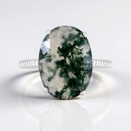 Bague en argent et Agate mousse