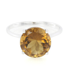 Cognac Quartz Silver Ring