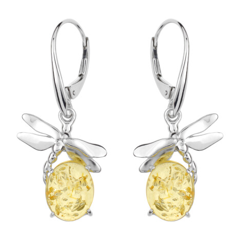 Zilveren oorbellen met Baltische citroen barnstenen (dagen)