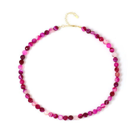 Collana in argento con Agata Rosa (Adela Silber)