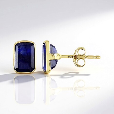 Orecchini in oro con Zaffiro Blu del Madagascar