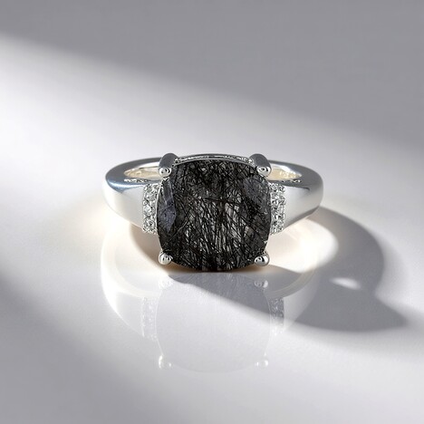 Anello in argento con Quarzo Rutilato Nero