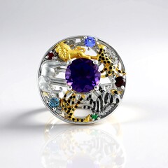 Bague en argent et Améthyste