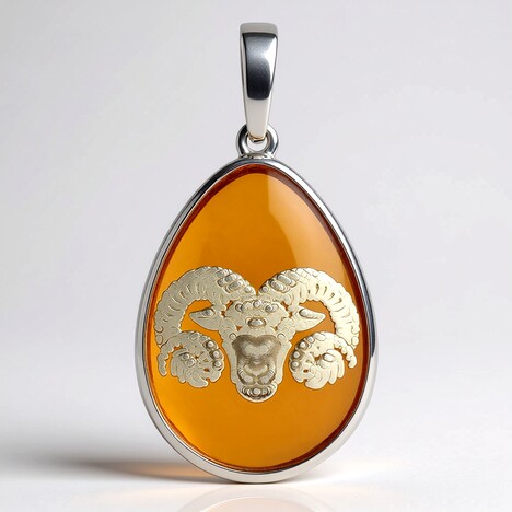 Pendentif en argent et Ambre baltique (dagen)