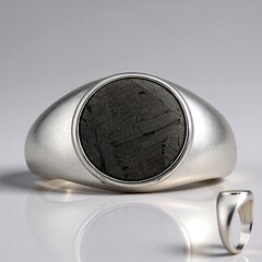 Anello in argento con Meteoriti di Aletai