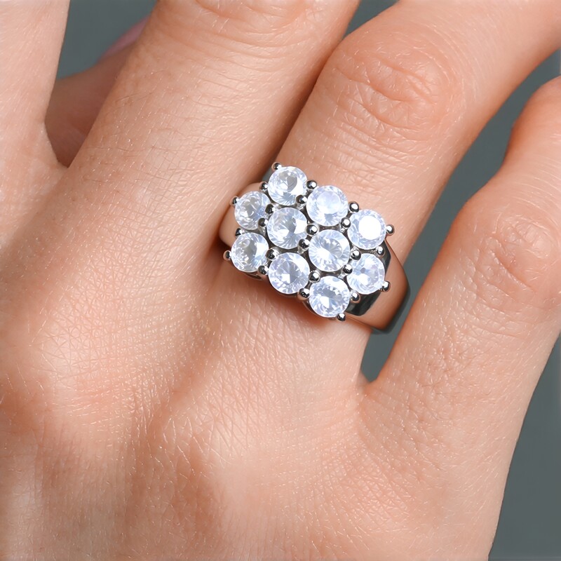 Zilveren ring met regenboog maanstenen