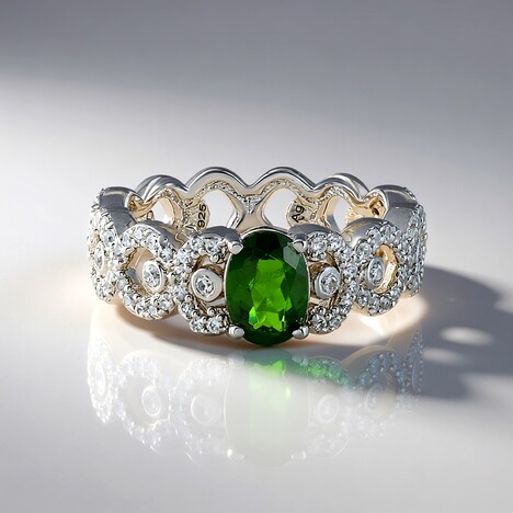 Anello in argento con Diopside Russo