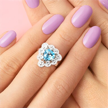 Bague en argent et Topaze bleu ciel