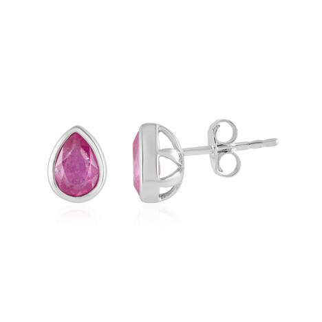 Madagascar Pink Sapphire Silver Earrings