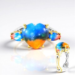 Anello in argento con Opale Etiope Bicolore