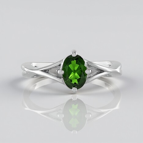 Anello in argento con Diopside Russo