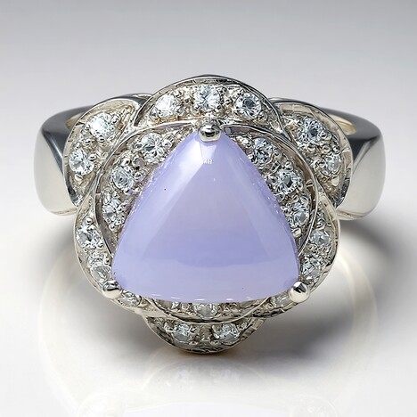 Bague en argent et Agate zonée bleue