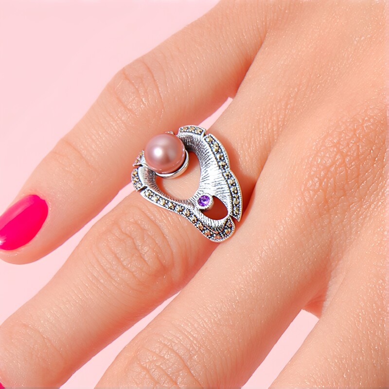 Anello in argento con Perla Ming (Annette classic)