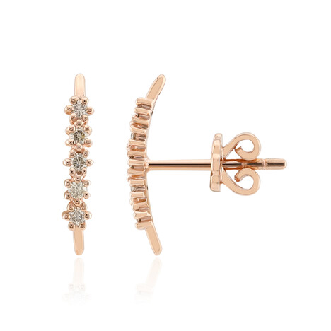 Gouden oorbellen met SI1 Argyle Rose De France Diamanten (Annette)