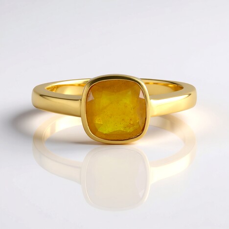 Anello in argento con Zaffiro Giallo del Madagascar