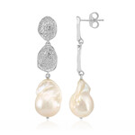 Pendientes en plata con Perla blanca Freshwater (MONOSONO COLLECTION)