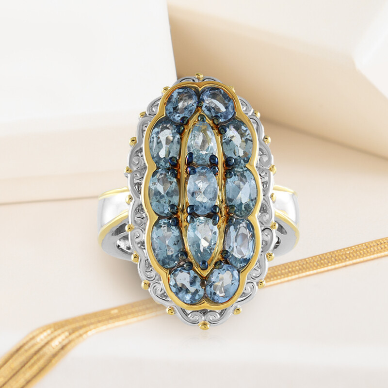 Anello in argento con Acquamarina della Tanzania (Gems en Vogue)