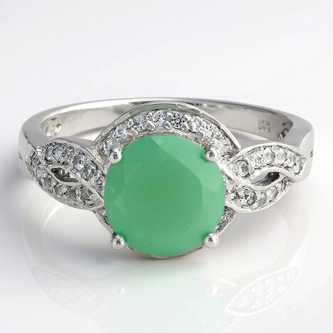 Anello in argento con Calcedonio Verde