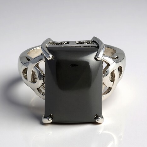 Bague en argent et Hématite noire