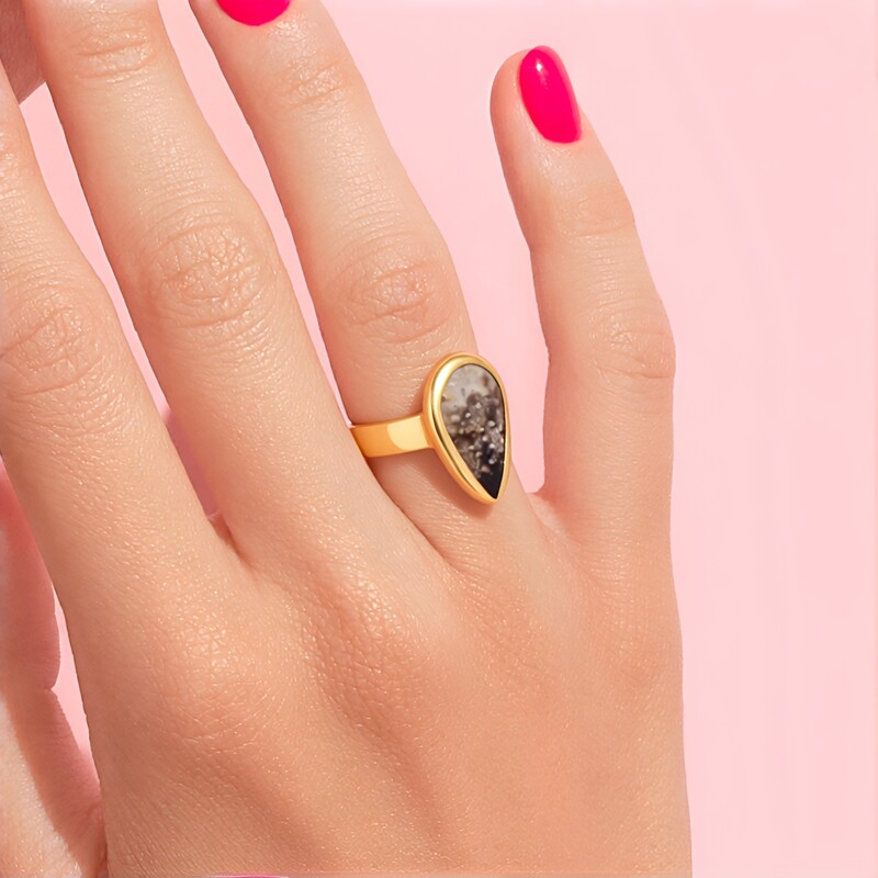 Versteinertes Palmenholz-Silberring