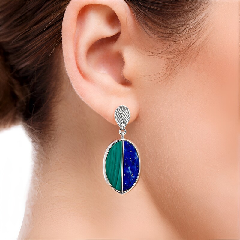 Malachite Silver Earrings