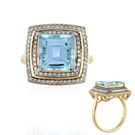 Anello in oro con Acquamarina Santa Maria Africana AAA (D'vyere)