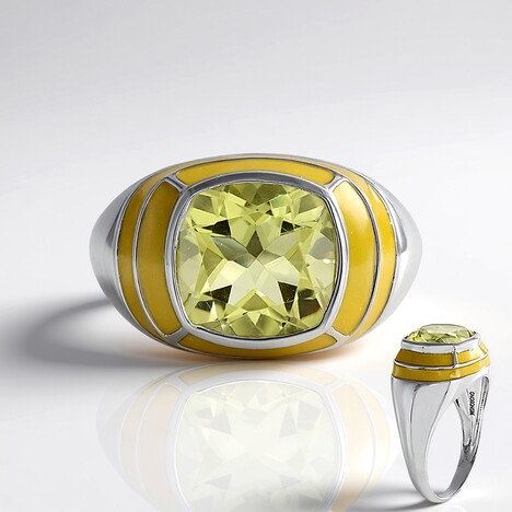 Anello in argento con Quarzo Limone (MONOSONO COLLECTION)