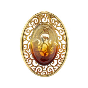 Pendentif en argent et Ambre de la Baltique Lever du soleil (dagen)