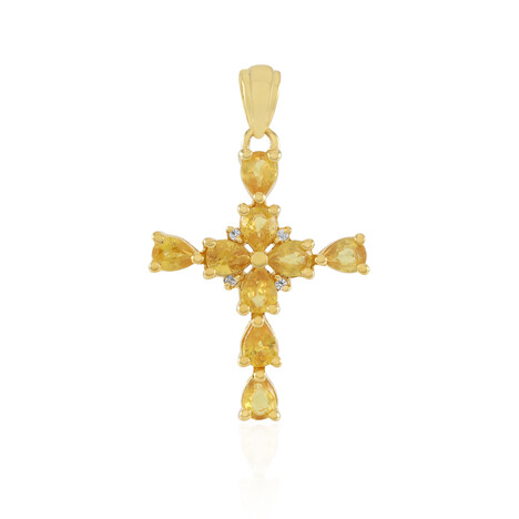 Yellow Ceylon Sapphire Silver Pendant