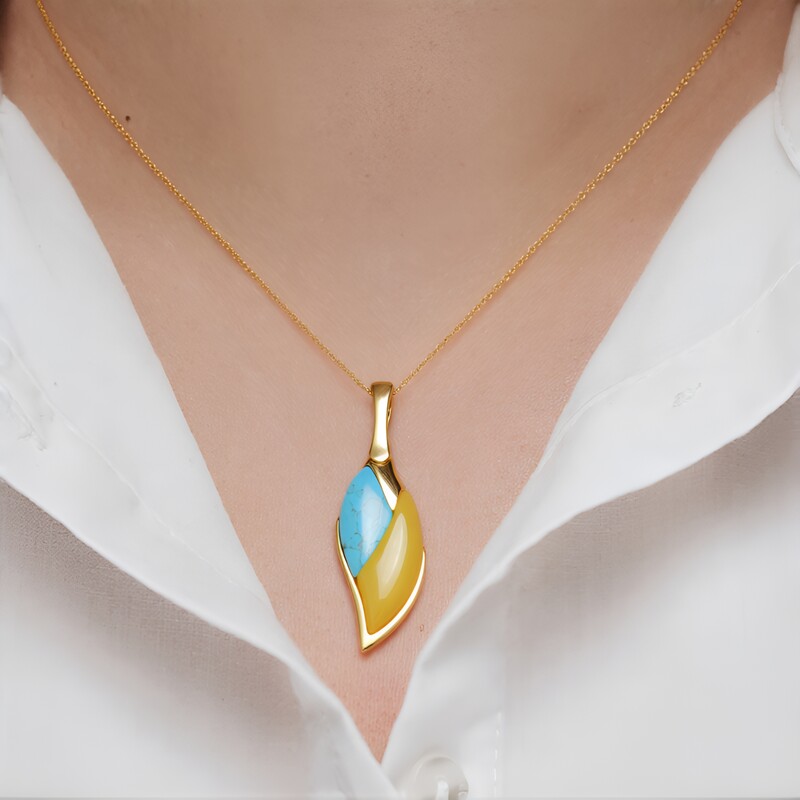 Ciondolo in argento con Ambra Milky Baltica (dagen)