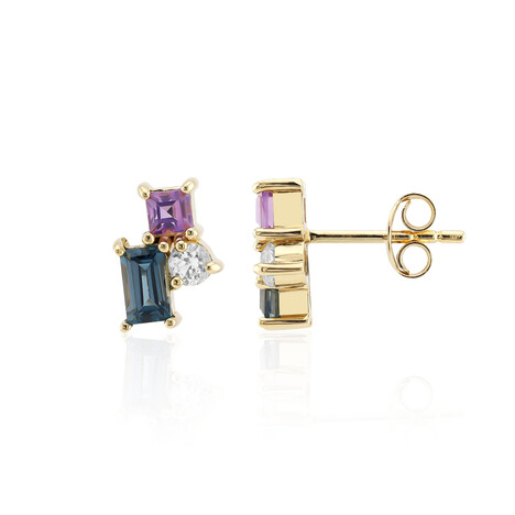 Pendientes en plata con Topacio azul de Londres