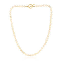 Zilveren halsketting met crèmekleurige zoetwater kweekparels